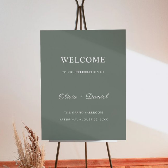 Sage Green Wedding Welcome Sign Poster (Sage Green Wedding Welcome Sign)