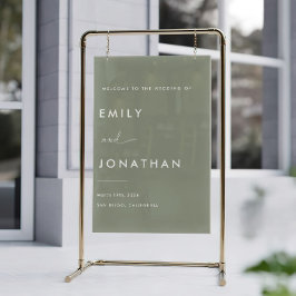 Sage Green Wedding Willkommen Acrylschild