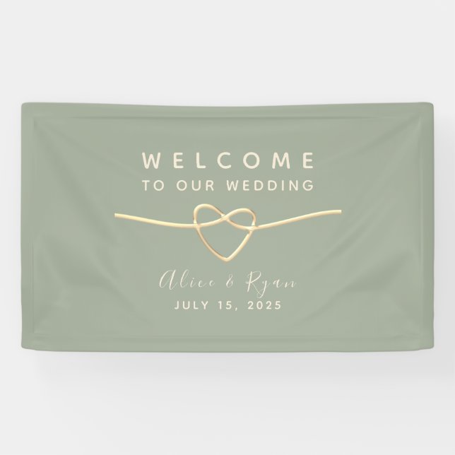 Sage Green Wedding Willkommen Banner (Horizontal)