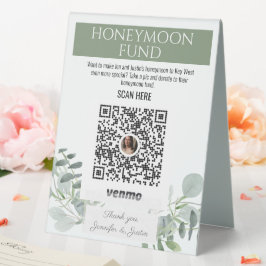 Sage Green Wedors Set Up Honeymoon Fund Tischaufsteller