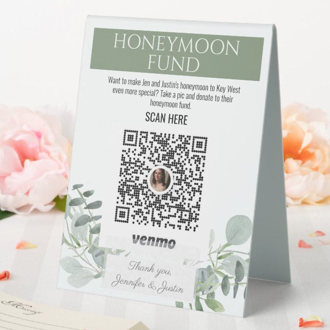 Sage Green Wedors Set Up Honeymoon Fund Tischaufsteller (In Situ (Hochzeit))