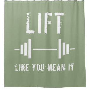 Sage Green Weightlift Fitness Gym Duschvorhang