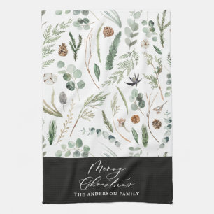 Sage Green Weihnachten minimale botanische Geschirrtuch