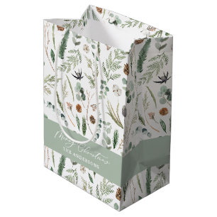 Sage green Weihnachten moderne minimale botanische Mittlere Geschenktüte