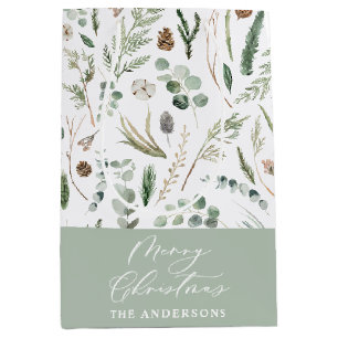 Sage green Weihnachten moderne minimale botanische Mittlere Geschenktüte