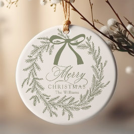 Sage Green Weihnachtsfeiertag Keramik Ornament