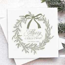Sage Green Weihnachtsfeiertag Serviette