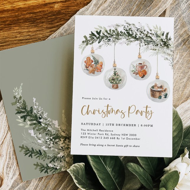 Sage Green Weihnachtsschmuck Winter Holiday Party Einladung (Von Creator hochgeladen)