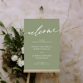 Sage Green Welcome Calligraphy Simple Wedding Poster