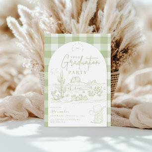 Sage Green Western Cowgirl Graduation Party Einladung
