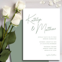Sage Green Whimsical Script Minimalistisch Wedding