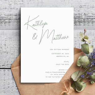 Sage Green Whimsiscript Minimalistisch Modern Save The Date