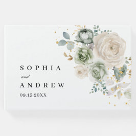 Sage Green & White Blume Wedding Guest Book Gästebuch