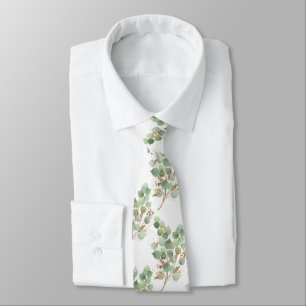 SAGE GREEN WHITE BOTANICAL MENES KRAWATTE