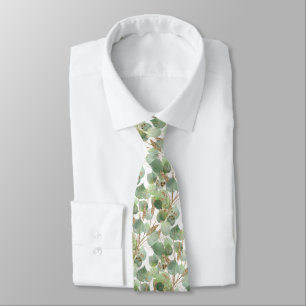 SAGE GREEN WHITE BOTANICAL MENES KRAWATTE