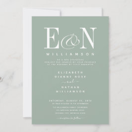 Sage Green & White Elegante Einladung zur Hochzeit
