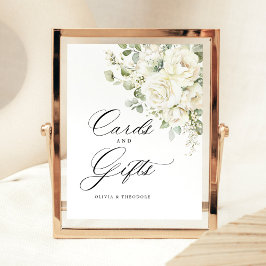 Sage Green White Floral Cards & Gifts Table Sockelschild