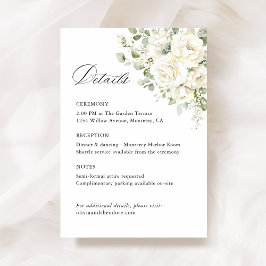 Sage Green White Floral Wedding Details, Ceremony Begleitkarte