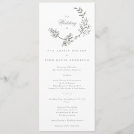 Sage Green White Floral Wreath Wedding Programm