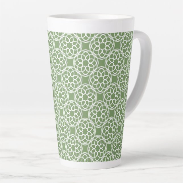 Sage Green White Geometric Muster nahtlos Milchtasse (Rechte Ecke)