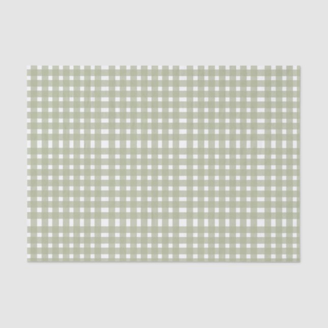 Sage Green White Gingham Pattern Seidenpapier (Vorderseite)