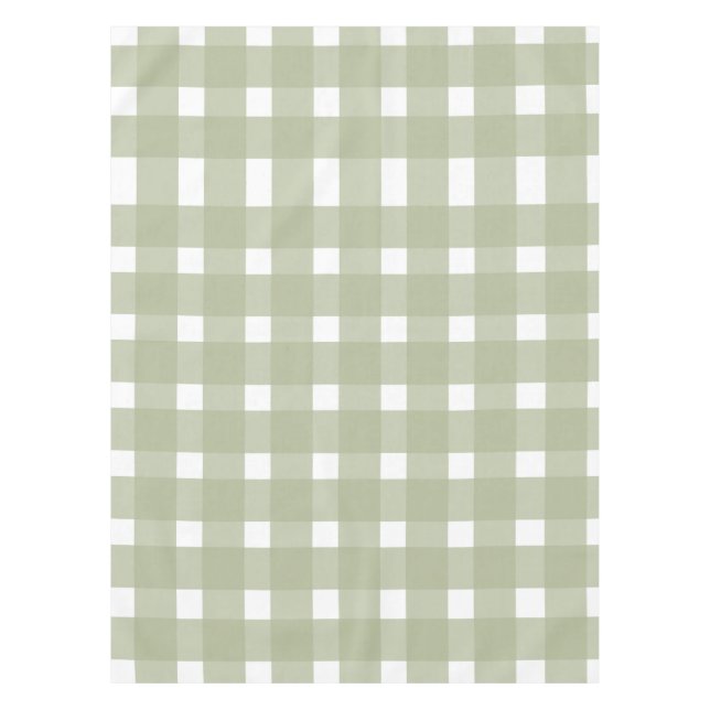 Sage Green White Gingham Pattern Tischdecke (Vorderseite)