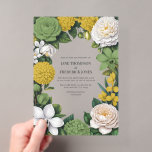 Sage Green, White & Gold Floral Wedding Acryleinladungen<br><div class="desc">Elegant and timeless, this floral wedding invitation features a beautiful botanical arrangement in sophisticated trendy tones. The design combines soft florals and lush greenery to create a romantic and refined look that is perfect for modern weddings, garden ceremonies, and classic celebrations. Printed on premium acrylic for a luxurious presentation, this...</div>