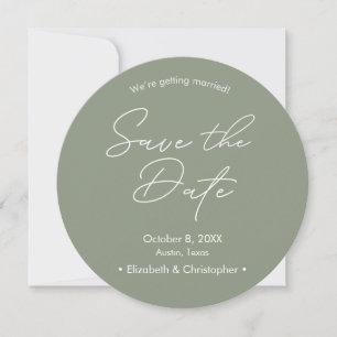 Sage green White minimale Hochzeit Speichern Sie d Einladung