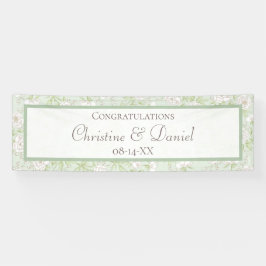 Sage Green White Rose Wedding Banner