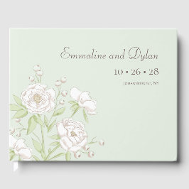 Sage Green White Rose Wedding Gästebuch
