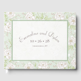 Sage Green White Rose Wedding Gästebuch