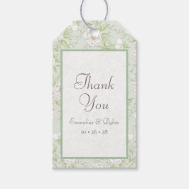 Sage Green White Rose Wedding Geschenkanhänger