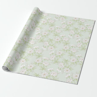 Sage Green White Rose Wedding Geschenkpapier