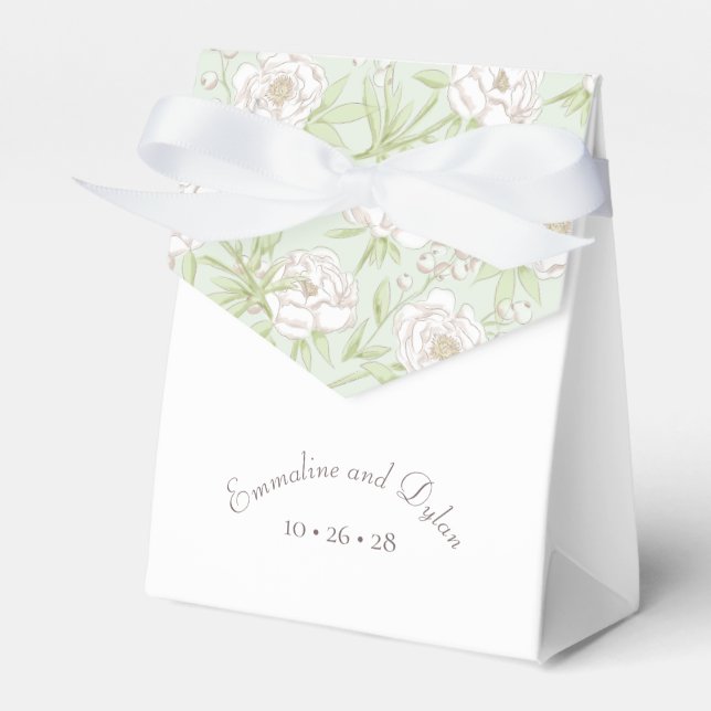 Sage Green White Rose Wedding Geschenkschachtel (Vorderseite)