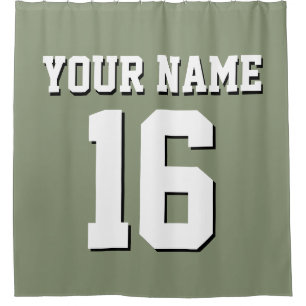 Sage Green White Sports Jersey Team Jersey Duschvorhang