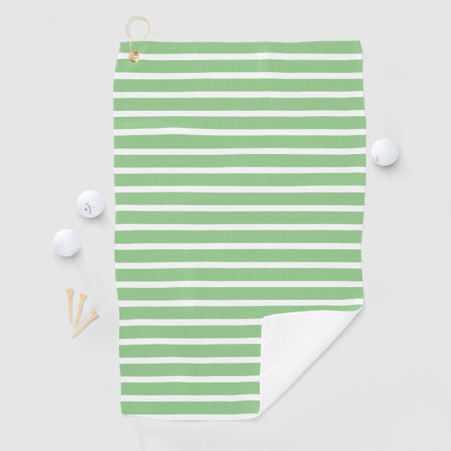 Sage Green White Strip Frühjahr Sommer Custom Gesc Golfhandtuch (Insitu)