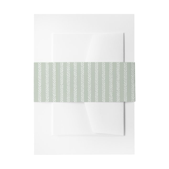 Sage Green & White Stripes Wedding Einladungsbanderole (Vorderseite Beispiel)