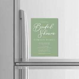 Sage Green White Typography Bridal Shower Magneteinladung