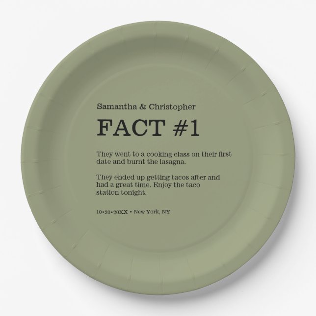 Sage Green White Wedding Fakt Napkins Pappteller (Vorderseite)