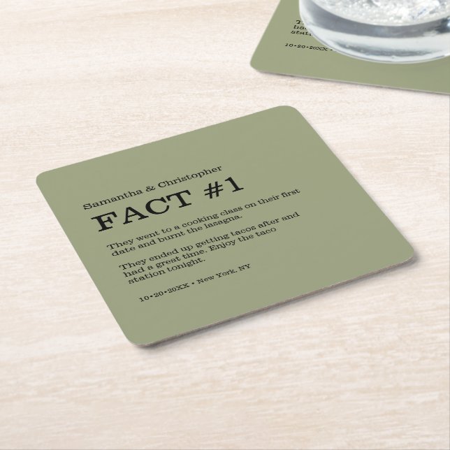 Sage Green White Wedding Fakt Rechteckiger Pappuntersetzer (angewinkelt)