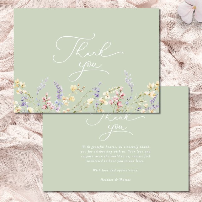 Sage Green Wildblume Babydusche Dankeskarte (Von Creator hochgeladen)