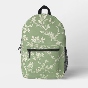 Sage Green Wildblume Boho Elegante Frühlingsflora Bedruckter Rucksack