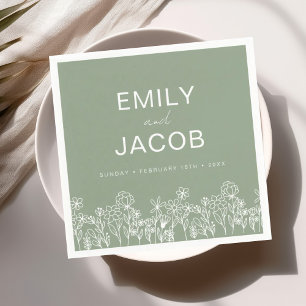 Sage Green Wildblume Boho Hochzeit in Bloom Serviette