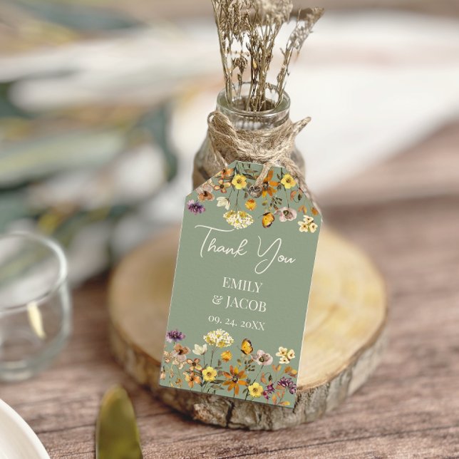 Sage Green Wildblume Boho Wedding Geschenkanhänger (Von Creator hochgeladen)