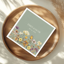 Sage Green Wildblume Boho Wedding Napkins