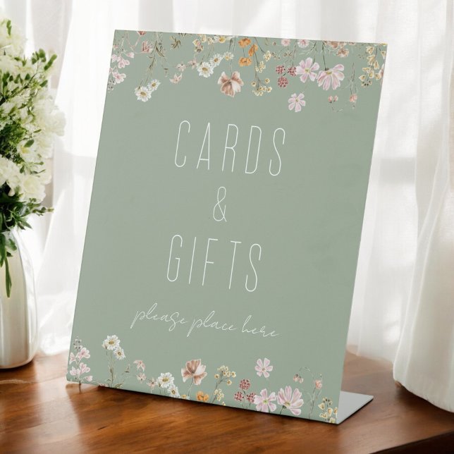 Sage Green Wildblume Brautparty Cards Geschenke Sockelschild (Von Creator hochgeladen)