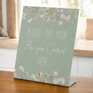Sage Green Wildblume Brautparty Rezept Card Sockelschild
