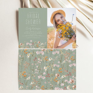 Sage Green Wildblume Bridal Dusche Einladung
