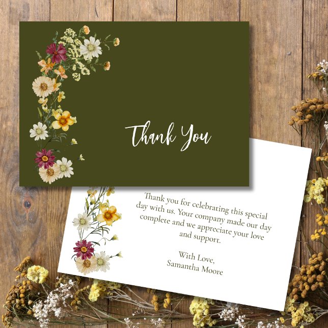 Sage Green Wildblume Rustic Boho Dankeskarte (Von Creator hochgeladen)