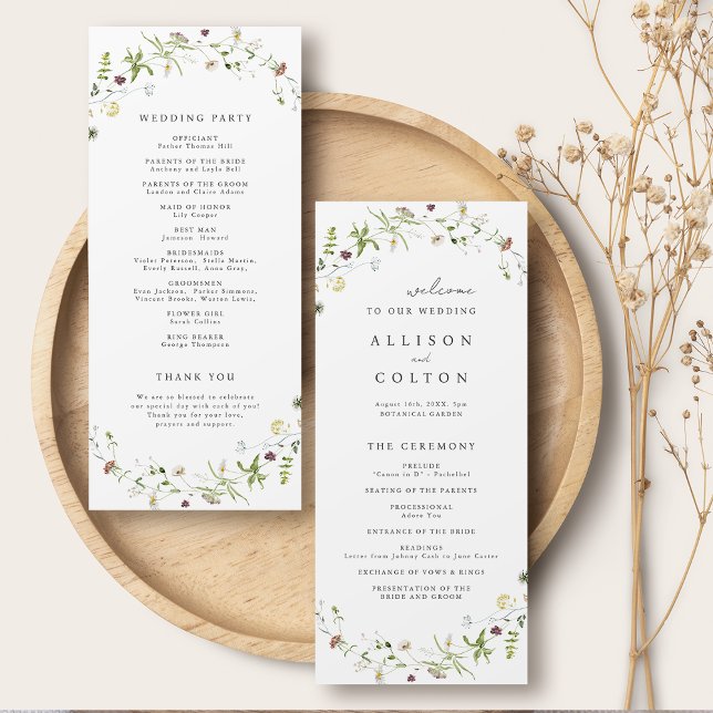 Sage Green Wildblume Rustic Boho Hochzeitsprogramm Programm (Elegant Wildflower Rustic Boho Wedding Program)